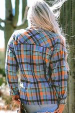 Plaid Collared Neck Long Sleeve Shirt