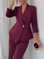 One Button Blazer and Pants Set