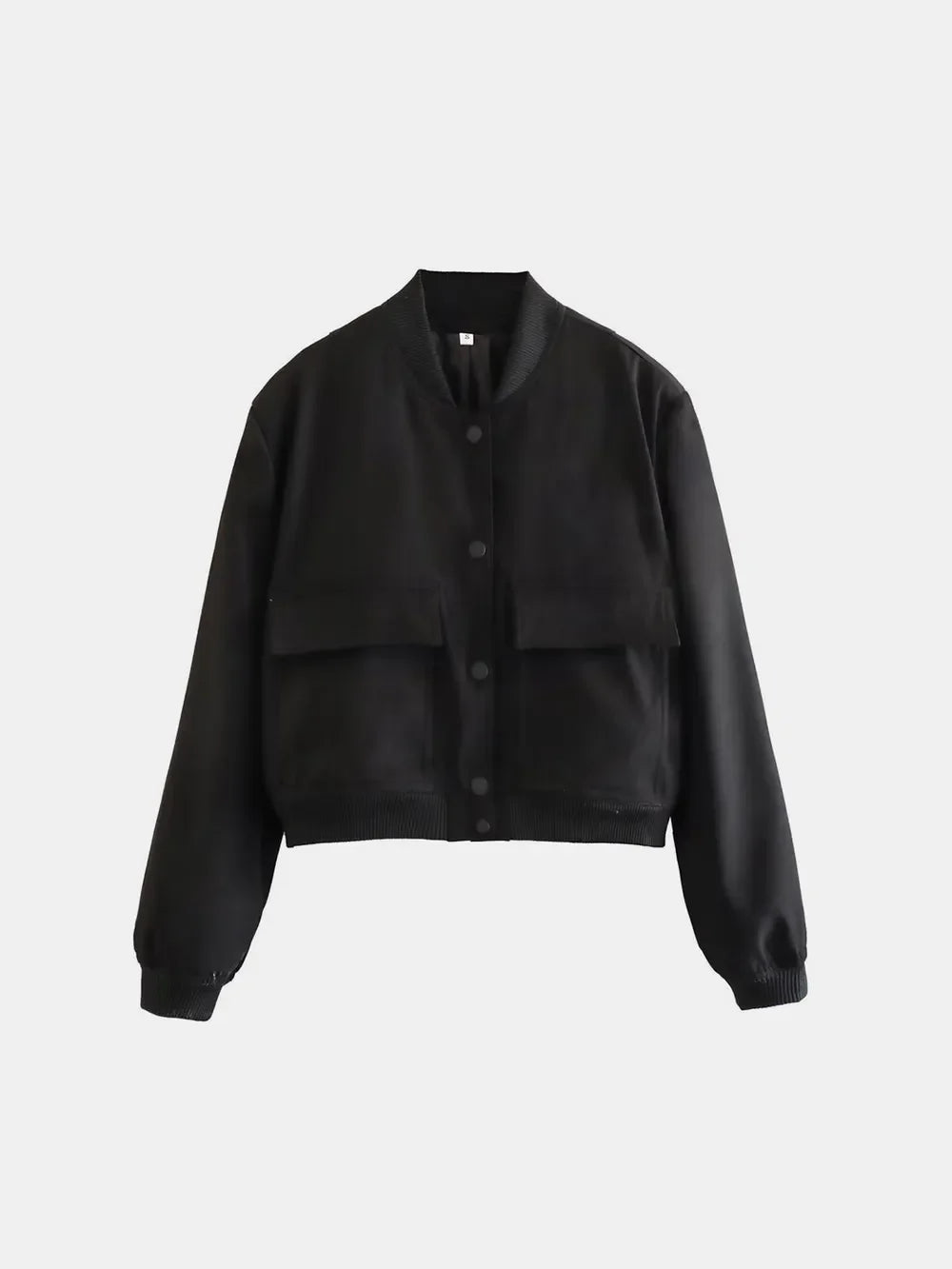 Pocketed Snap Down Baseball Collar Jacket