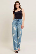 Judy Blue Full Size High WaistRigid Magic Star Shaped Destroy 90's Straight Jeans Plus Size