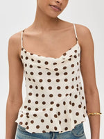 Polka Dot Cowl Neck Cami with Back Tie