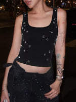 Bead Embellished Square Neck Tank