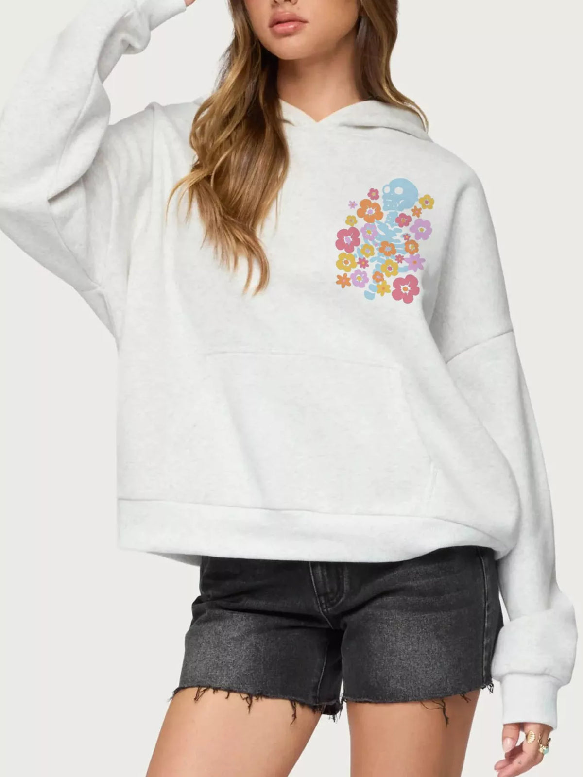 Drop Shoulder Graphic Hoodie with Kangaroo Pocket