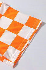 Checkerboard V Neck Loose Tee and Shorts Set