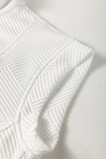 Textured Half Zip Collared Cap Sleeve Mini Dress