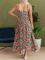 Floral Print Thin Straps High Waist Maxi Dress