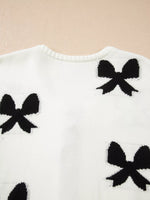 Tie Front Bow Pattern Cardigan