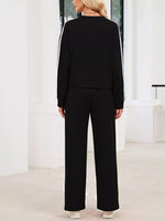 Striped Round Neck Sweatshirt and Pants Set