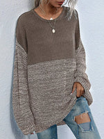 Color Block Long Sleeve Oversized Sweater