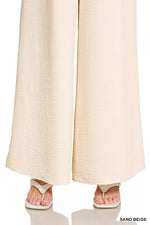 Zenana Woven Airflow Elastic Waistband Pants