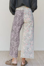 Floral and Leopard Print Wide-Leg Jeans