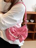Bowknot Pearl Chain Shoulder Bag