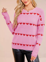 Heart Pattern Dropped Shoulder Sweater
