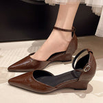 Pointed-Toe Ankle Strap Pumps