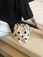 Polka Dot Drawstring Bucket Crossbody Bag