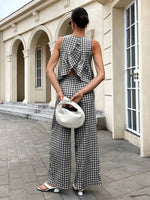 Gingham Sleeveless Top and Wide Leg Pants Set