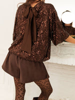 Sequin Embellished Tie-Back Blouse
