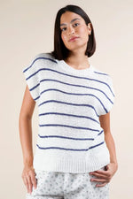 VERY J Striped Knit Sweater Vest Top