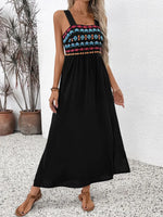 Perfee Embroidered Floral Side Slit Sleeveless Midi Dress