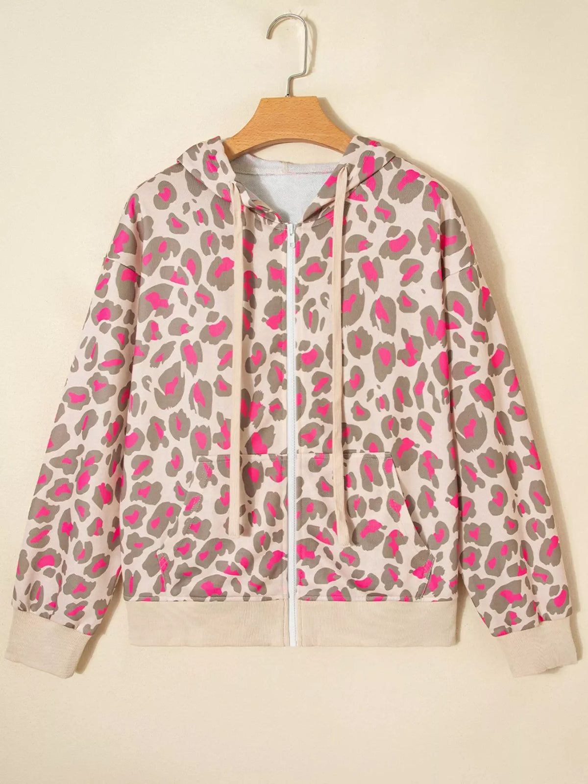 Leopard Print Zip-Up Hoodie