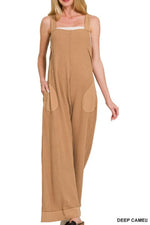 Zenana Knit Waffle Wide Leg Overalls