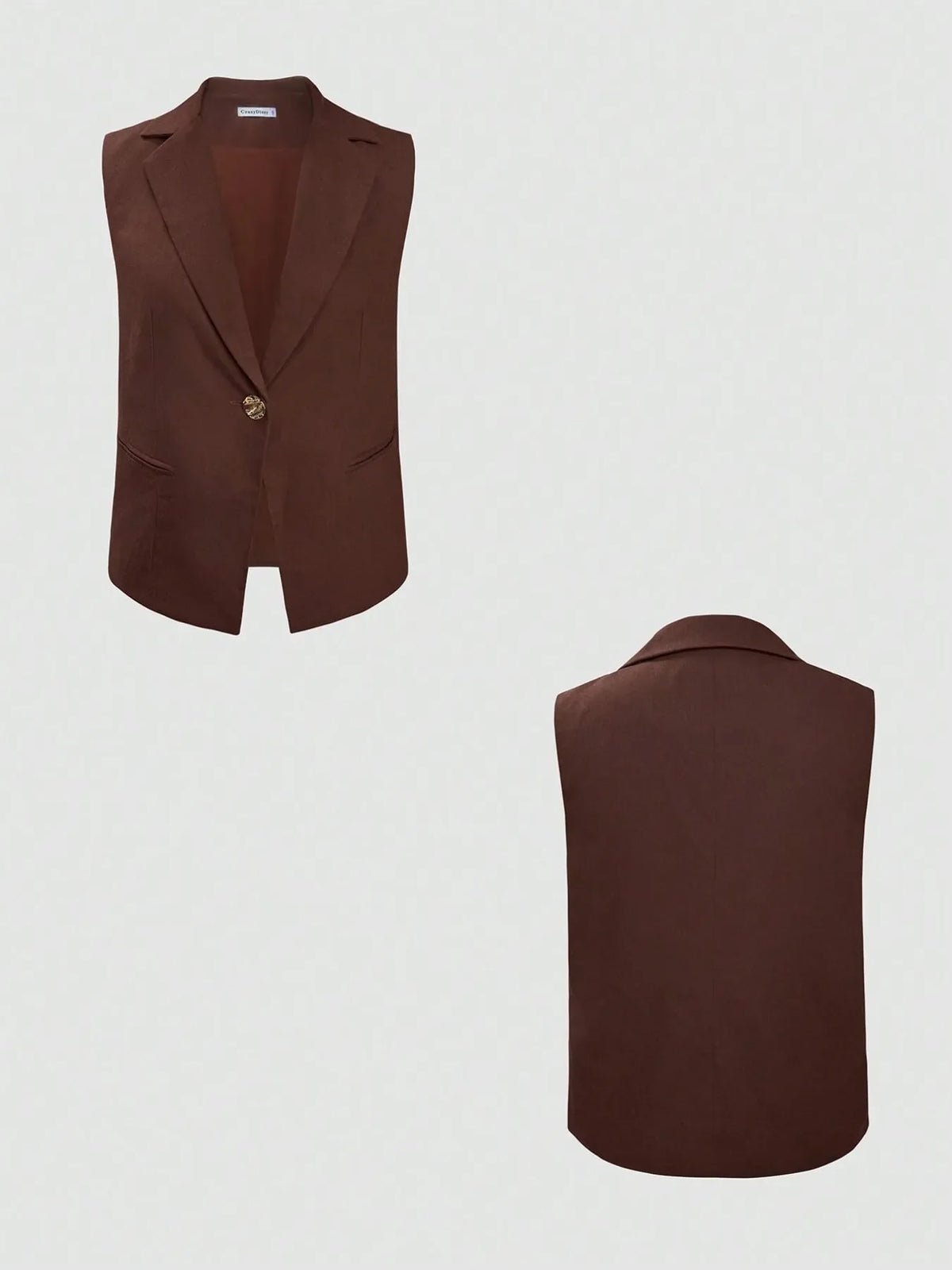 One Button Sleeveless Top and Pants Set