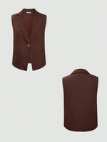 One Button Sleeveless Top and Pants Set