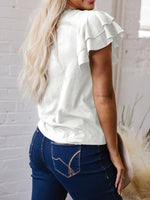 Ruffle Sleeve Round Neck Top