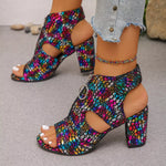 Open Toe Block Heels Sandals