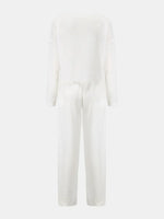 Waffle-Knit Round Neck Top and Pants Set