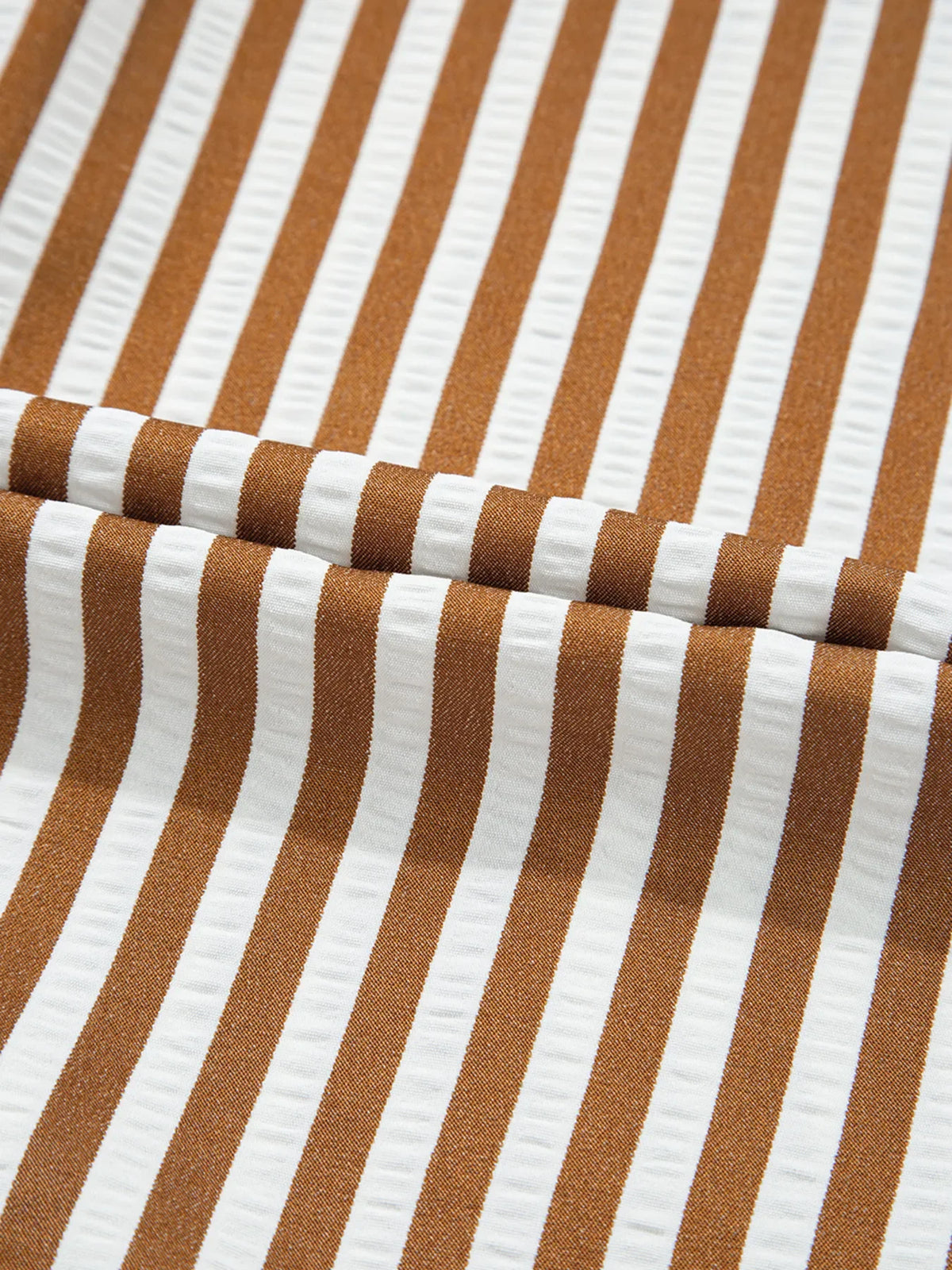 Stripe Ruffled Hem Collared Long Sleeve Shirt Mini Dress