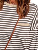 Striped Round Neck Long Sleeve Knit Top