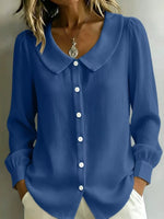 Full Size Peter Pan Collar Button-Down Shirt Plus Size