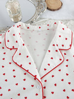 Heart Print Long Sleeve Top and Pants Lounge Set