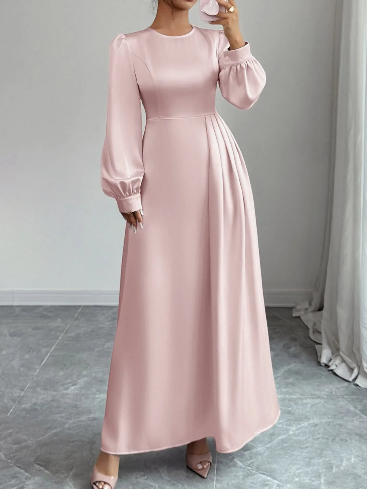 Satin Long Sleeve Maxi Dress