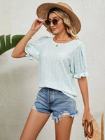 Printed Puff Sleeve Casual Blouse