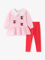 Children's Cherry Peplum Top and Leggings Set