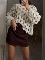 Chunky Cable Knit Hollow Out Sweater
