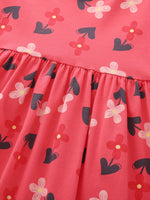 Children's Floral Print Ruffle Sleeve Casual Dress