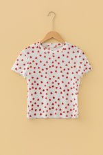 Sheer Heart Print Fitted Top