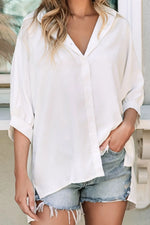 Collared Neck Three-Quarter Sleeve Shirt