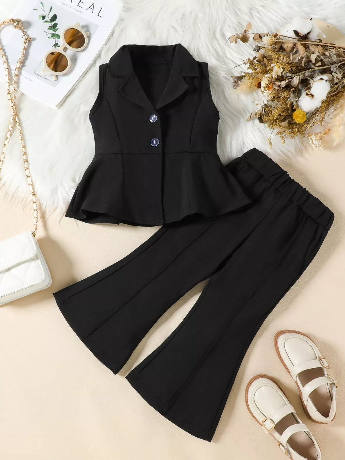 Sleeveless Blazer & Flare Pants Set