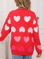 Valentine's Day Heart Pattern Fuzzy Knit Sweater
