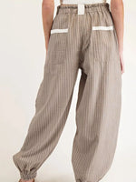 Stripe Drawstring Cargo Jogger Pants with Pockets