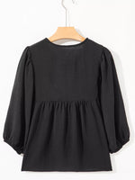 Bow Tie Neck 3/4 Sleeve Casual Blouse