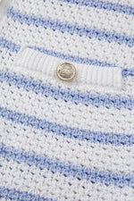 Stripe V Neck Gold Buttons Elegant Sweater Vest
