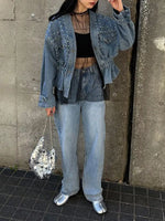 Studded Button Up Denim Jacket