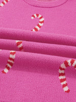 Christmas Candy Cane Holiday Drop Shoulder Sweater