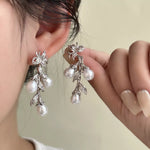 Flower Synthetic Pearl Branch Earrings