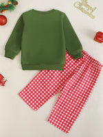 Children's Embroidered Sweatshirt and Gingham Pants Set